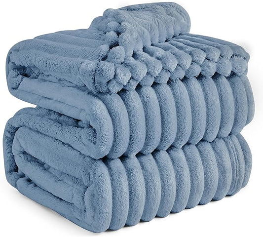 Bedsure Blue Full Blanket for Couch - GentleSoft Cozy Soft Blankets for Women, Cute Small Fleece Throws for Girls, Birthday Gifts for Women, Mothers Day Decor Gifts for Mom, Ashley Blue, 84x90 Inches