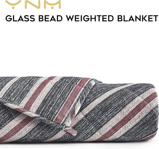 YnM Weighted Blanket — Heavy 100% Oeko-Tex Certified Cotton Material with Premium Glass Beads (Red Blue, 60''x80'' 20lbs), Suit for One Person(~190lb) Use on Queen/King Bed