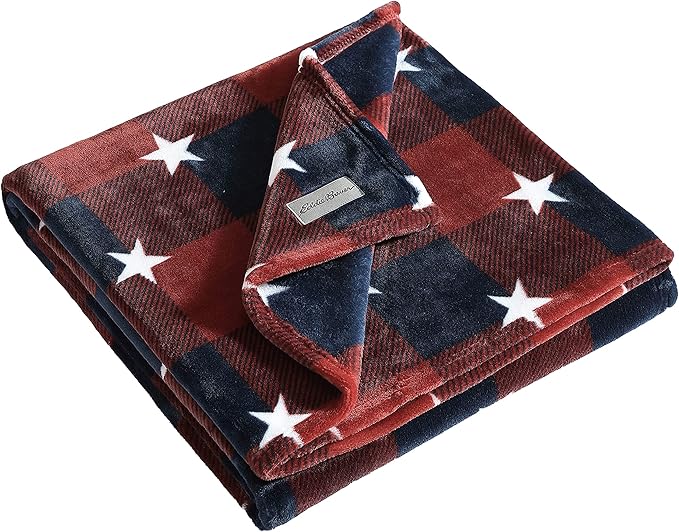 Eddie Bauer Throw Blanket Ultra Soft Plush Fleece Bedding, Home Decor for All Seasons, 50 x 70, Americana Plaid Red