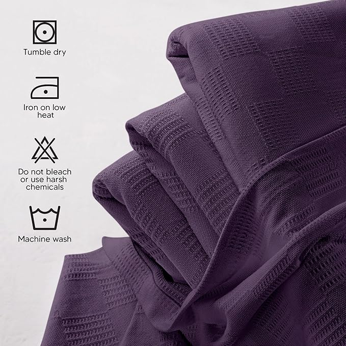 Utopia Bedding Plum 100% Cotton Blanket [Twin Size - 90x72 Inch] 350GSM Lightweight, Soft and Breathable Thermal Blanket for All Seasons