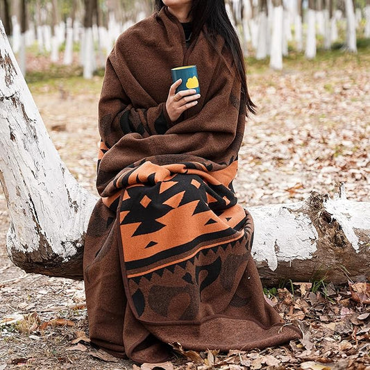 ACUSHLA Merino Wool Blanket - Soft Warm Thick Washable Large Bed Couch Camping Outdoor Travel Throw Blanket All Seasons, Flame Brown 79X63