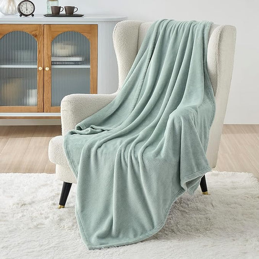 Bedsure Fleece Throw XL Blanket Sage Green - 300GSM Soft Lightweight Plush Cozy Blankets for Bed, Sofa, Couch, Travel, Camping, 50x70 inches