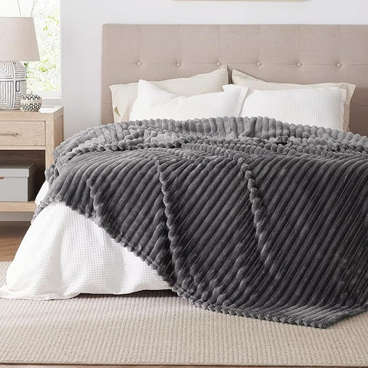 Bedsure Grey Fleece Queen Blanket for Couch - GentleSoft Cozy Soft Blankets for Women, Cute Small Throws for Girls, 90x90 Inches
