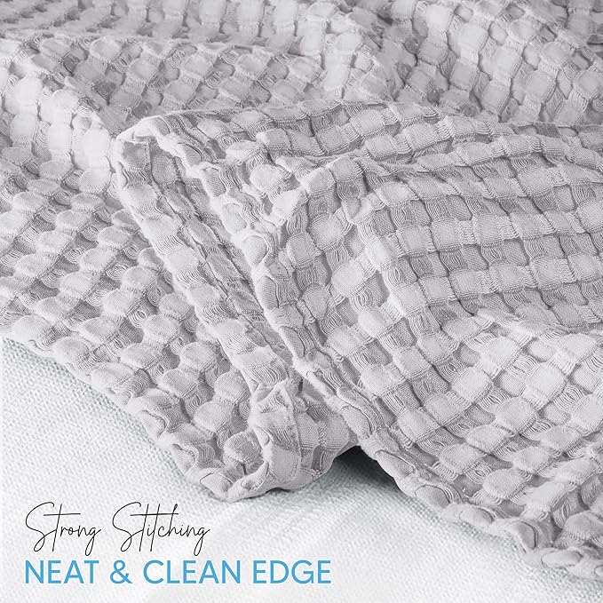 Utopia Bedding Silver 100% Cotton Waffle Blanket 300 GSM [Twin - 90x72 Inch] Soft Lightweight Breathable Bed Blanket for All Season
