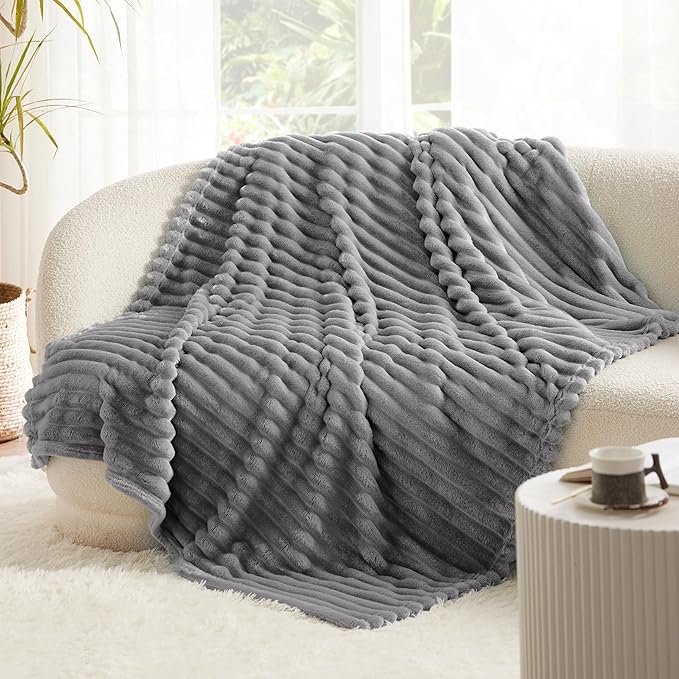 Bedsure Frost Gray Twin Blanket for Bed - GentleSoft Cozy Soft Blankets for Women, Cute Large Throws for Girls, 66x90 Inches