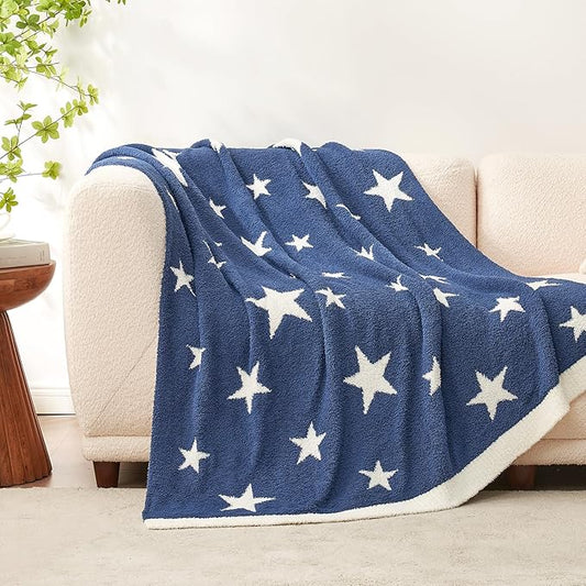Snuggle Sac American Star Patriotic Throw Blanket Blue, Ultra Soft Cozy Throw Blanket for Couch,Sofa, Bed, Living Room, Blue,50x60 inches