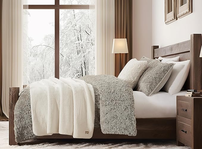 UGG Whitecap Plush Throw Blanket Fleece Lightweight Soft Cozy Throw for Couch Luxury Home Decor for Living Room Machine Washable Hypoallergenic Flannel Blankets, 50-inch x 70-inch, White Snow
