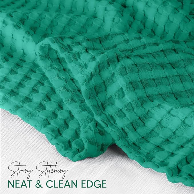 Utopia Bedding Emerald Green 100% Cotton Waffle Blanket 300 GSM [King - 90x108 Inch] Soft Lightweight Breathable Bed Blanket for All Season
