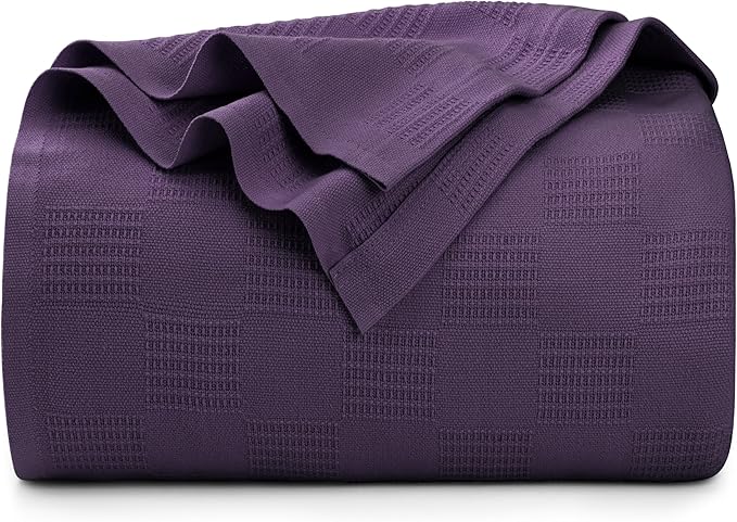Utopia Bedding Plum 100% Cotton Blanket [Twin Size - 90x72 Inch] 350GSM Lightweight, Soft and Breathable Thermal Blanket for All Seasons