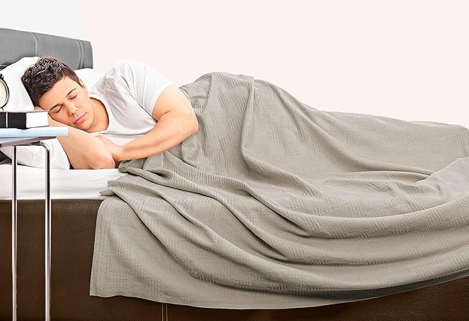Utopia Bedding Khaki 100% Cotton Blanket [King Size - 90x108 Inch] 350GSM Lightweight, Soft and Breathable Thermal Blanket for All Seasons