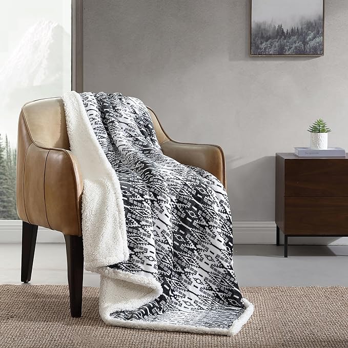 Eddie Bauer - Blanket, Super Soft Reversible Sherpa & Brushed Fleece Bedding, Throw Blankets for Couch, Ideal for Lounging (San Juan Grey)