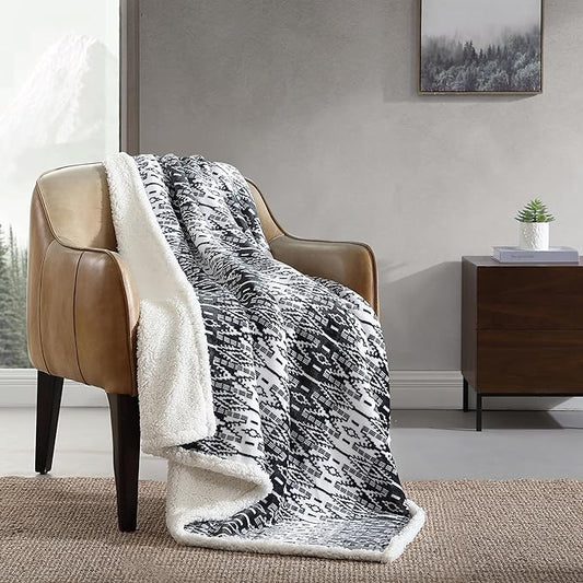 Eddie Bauer - Blanket, Super Soft Reversible Sherpa & Brushed Fleece Bedding, Throw Blankets for Couch, Ideal for Lounging (San Juan Grey)