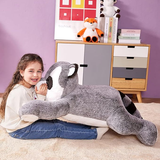 IKASA Giant Raccoon Stuffed Animal Plush Toy,Large Racoon 30" Cute Jumbo Soft Toys,Huge Big Size Plushy Fluffy Fat Oversized Plushie,Gifts for Kids