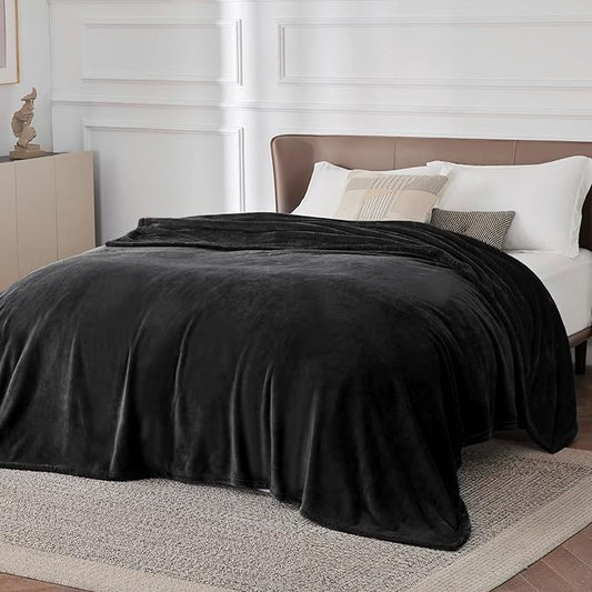 Bedsure Fleece Blanket California King Size Black - Lightweight Plush Fuzzy Cozy Soft Bed Blankets, 102x96 inches