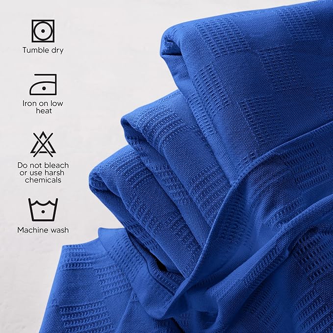 Utopia Bedding Royal Blue 100% Cotton Blanket [Queen Size - 90x90 Inch] 350GSM Lightweight, Soft and Breathable Thermal Blanket for All Seasons