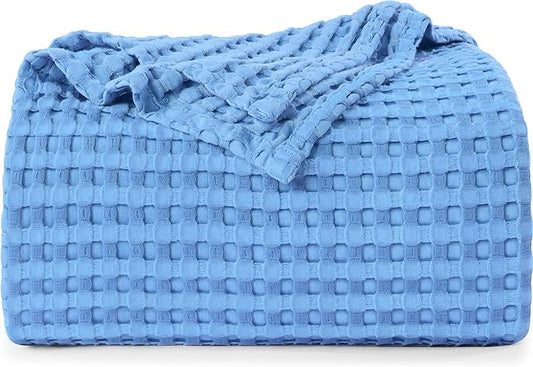 Utopia Bedding Wedgewood 100% Cotton Waffle Blanket 300 GSM [Twin - 90x72 Inch] Soft Lightweight Breathable Bed Blanket for All Season