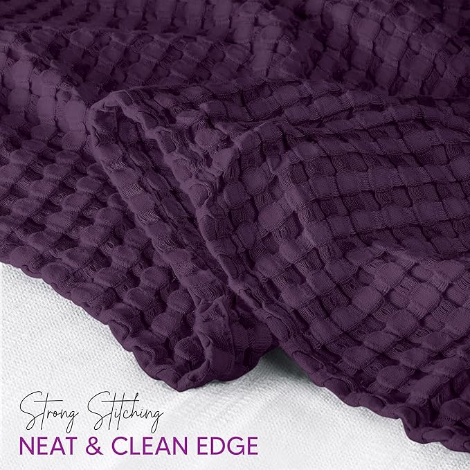 Utopia Bedding Plum 100% Cotton Waffle Blanket 300 GSM [King - 90x108 Inch] Soft Lightweight Breathable Bed Blanket for All Season