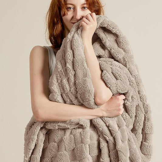 Bedsure Light Taupe Fleece Blanket for Couch - Super Soft Cozy King Blankets for Women, Cute Small Throws for Girls, 108x90 Inches