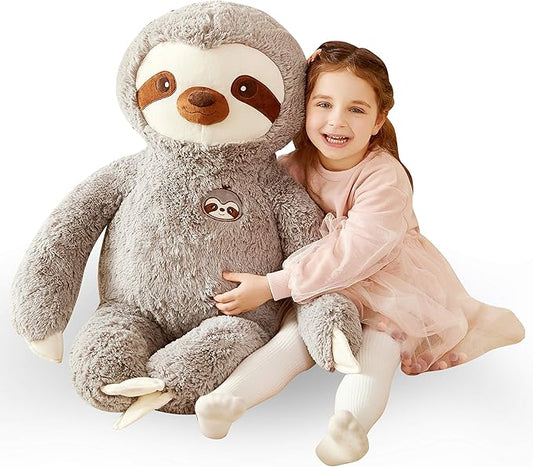 IKASA Large Sloth Stuffed Animal Plush Bradypode Toy for Children (Gray, 30 inches)