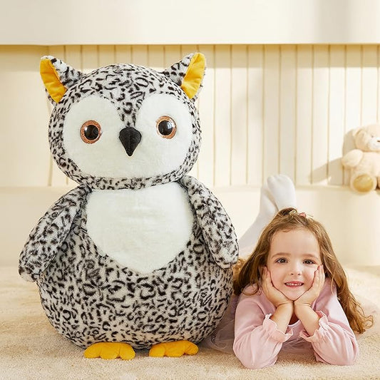 EARTHSOUND Giant Owl Stuffed Animal Plush Toy,23 inches Large Cute Jumbo Soft Toys,Big Size Plushy Oversized Fat Plushie,Gifts for Children