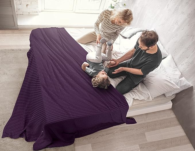 Utopia Bedding Plum 100% Cotton Waffle Blanket 300 GSM [King - 90x108 Inch] Soft Lightweight Breathable Bed Blanket for All Season