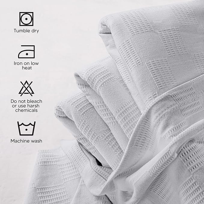 Utopia Bedding Silver 100% Cotton Blanket [Throw Size - 60x50 Inch] 350GSM Lightweight, Soft and Breathable Thermal Blanket for All Seasons