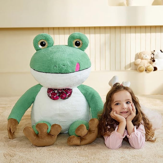EARTHSOUND Giant Frog Stuffed Animal Plush Toy,Large Jumbo 30" Cute Soft Toys,Big Size Huge Fluffy Plushy Oversized Fat Plushie,Gifts for Kid