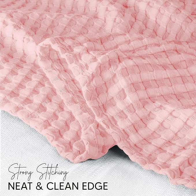 Utopia Bedding Pink 100% Cotton Waffle Blanket 300 GSM [King - 90x108 Inch] Soft Lightweight Breathable Bed Blanket for All Season