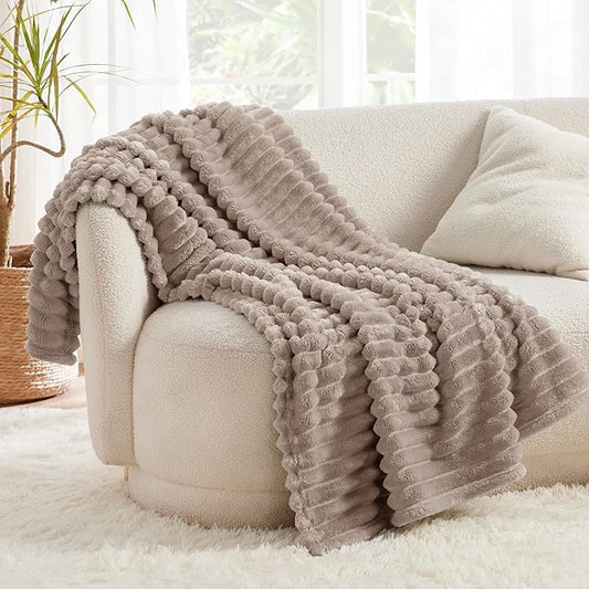 Bedsure Brown Throw Blanket for Couch - GentleSoft Cozy Soft Fleece Blankets for Women, Cute Small Throws for Girls, Mocha Meringue, 50x60 Inches