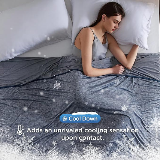 Bedsure Navy Blue Cooling Blanket for Hot Sleepers - Summer Cold Throw Blanket for Bed, Arc-Chill Lightweight Summer Bedding, Cool Thin Ice Cold Cooled Throws with Rayon Derived from Bamboo, 50x70