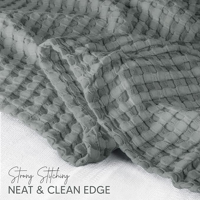 Utopia Bedding Cool Grey 100% Cotton Waffle Blanket 300 GSM [King - 90x108 Inch] Soft Lightweight Breathable Bed Blanket for All Season