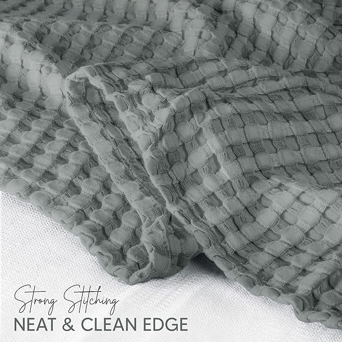 Utopia Bedding Cool Grey 100% Cotton Waffle Blanket 300 GSM [Twin - 90x72 Inch] Soft Lightweight Breathable Bed Blanket for All Season