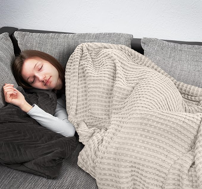 Utopia Bedding Khaki 100% Cotton Waffle Blanket 300 GSM [Throw - 60x50 Inch] Soft Lightweight Breathable Bed Blanket for All Season