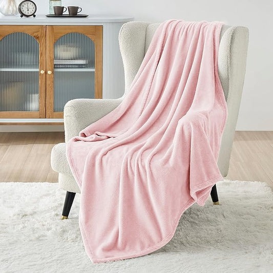 Bedsure Fleece Blanket Twin Size Pink - 300GSM Lightweight Plush Fuzzy Cozy Soft Valentines Blanket for Bed, Sofa, Couch, Travel, Camping, 60x80 inches