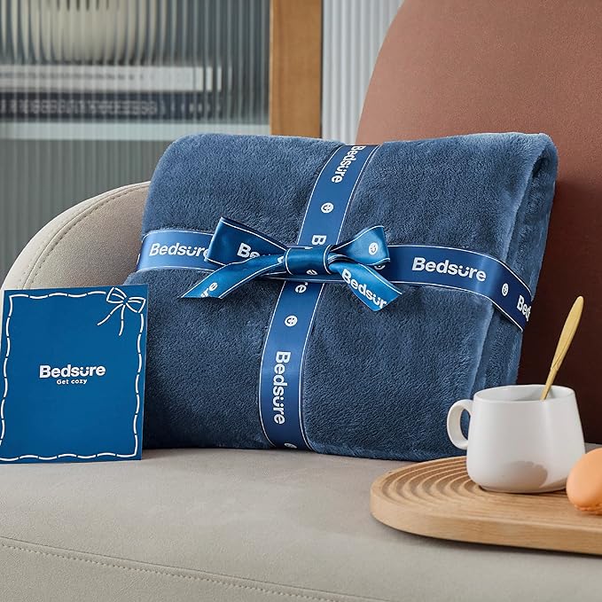 Bedsure Fleece Blankets Queen Size Mineral Blue - Bed Blanket Soft Lightweight Plush Fuzzy Cozy Luxury Microfiber, 90x90 inches