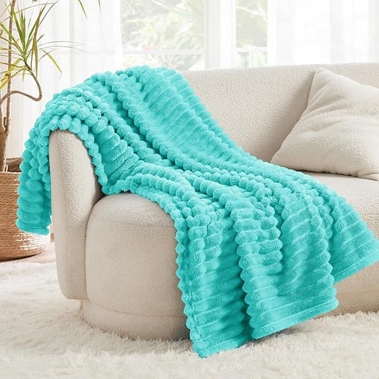 Bedsure Blue Fog Fleece Blanket for Couch - GentleSoft Cozy Soft Blankets for Women, Cute Small Throws for Girls, 50x60 Inches