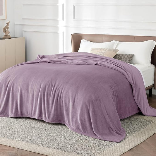 Bedsure Fleece King Size Blankets for Bed Fog Purple - Soft Lightweight Plush Cozy Fuzzy Luxury Microfiber, 108x90 inches