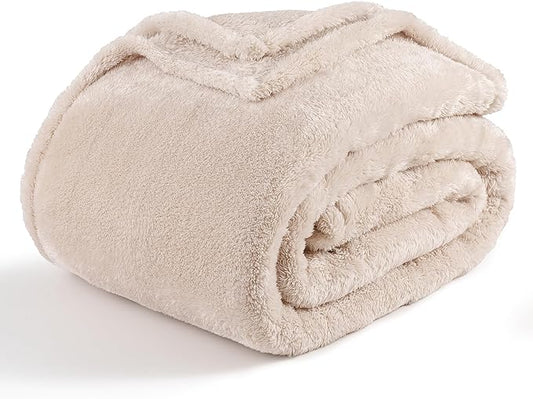 Berkshire Blanket Classic Extra-Fluffy™ Plush Throw Blanket, Soft Fuzzy Fluffy Long Hair Throw Blanket for Couch Sofa Bed, Chino Khaki, 50x60 Inches