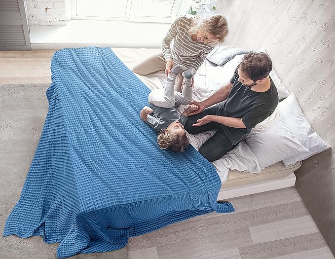 Utopia Bedding Wedgewood 100% Cotton Waffle Blanket 300 GSM [Twin - 90x72 Inch] Soft Lightweight Breathable Bed Blanket for All Season
