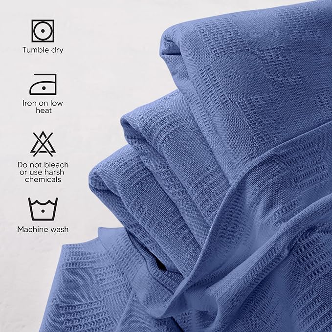 Utopia Bedding Wedgewood 100% Cotton Blanket [King Size - 90x108 Inch] 350GSM Lightweight, Soft and Breathable Thermal Blanket for All Seasons