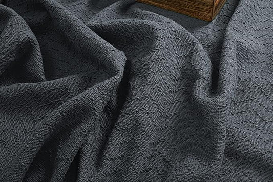 BELIZZI HOME 100% Cotton Bed Blanket, Breathable Thermal Blanket King Size, Soft Chevron 90''x102'', Perfect for Layering Any All Season, Charcoal Grey