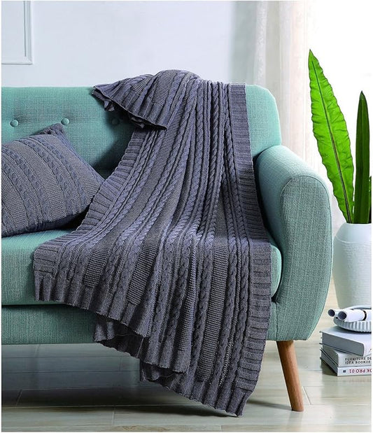 VCNY Home - Throw, Soft & Cozy Cotton Blanket, Cable Knit Home Decor (Dublin Grey, 50" x 70")