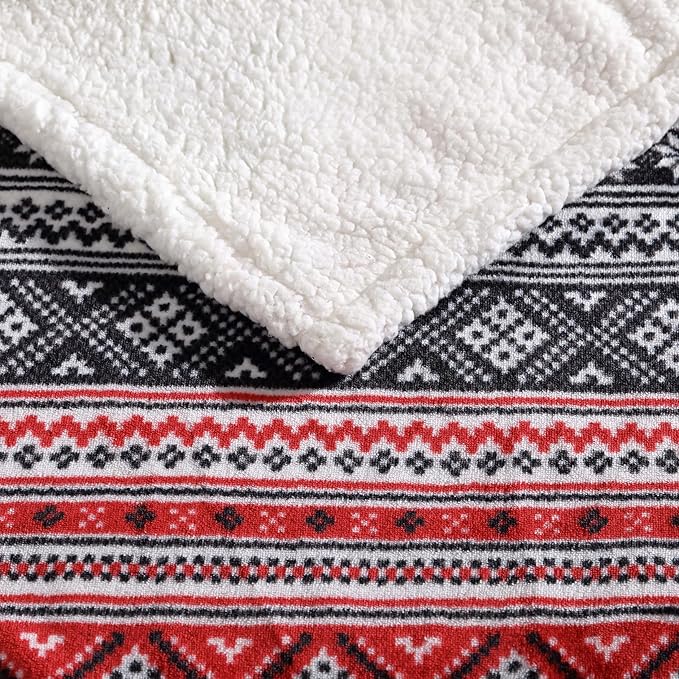 Eddie Bauer Ultra-Plush Collection Throw Blanket-Reversible Sherpa Fleece Cover, Soft & Cozy, Perfect for Bed or Couch, Fair Isle