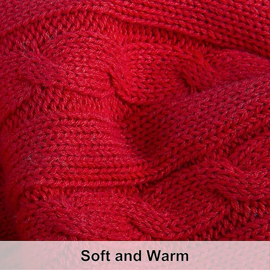 NTBAY 100% Pure Cotton Oversize (60x80) Cable Knit Throw Blanket, Super Soft Warm Knitted Throw Blanket for Bed, Sofa, Chair, Couch - Extra Cozy, Machine Washable, Comfortable Home Decor, Red