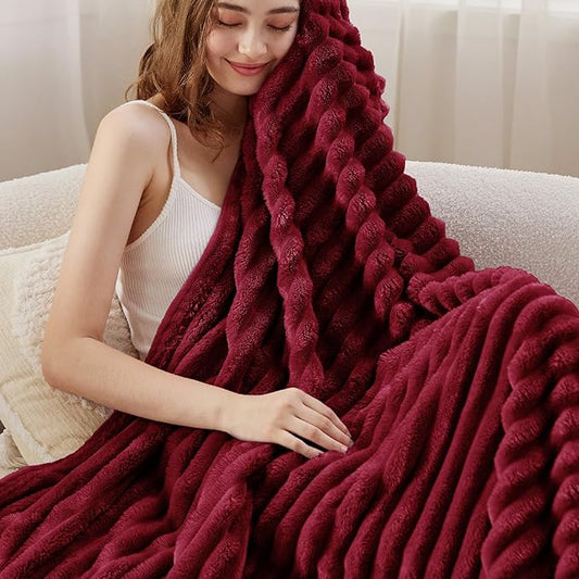 Bedsure Deep Red Fleece Blanket for Couch - GentleSoft Cozy Soft Blankets for Women, Cute Small Throws for Girls, 60x80 Inches
