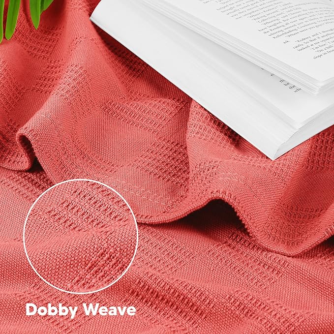 Utopia Bedding Coral 100% Cotton Blanket [King Size - 90x108 Inch] 350GSM Lightweight, Soft and Breathable Thermal Blanket for All Seasons