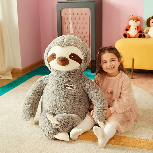IKASA Large Sloth Stuffed Animal Plush Bradypode Toy for Children (Gray, 30 inches)