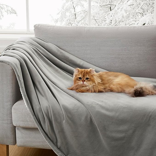 UGG Bliss Throw Blanket Plush Soft Fleece Fluffy Blankets for Bed or Couch Oversized Warm Reversible Machine Washable Medium Weight Home Decor Giftable Throw, 50-inch x 70-inch, Seal Grey