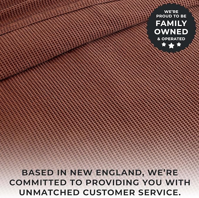 100% Cotton Blanket for Full Queen Size Bed - Brown Waffle Weave Lightweight Summer Bed Blanket - 90x90in Prewashed Breathable, Woven, Layering Blanket (Full/Queen, Cacao Brown)