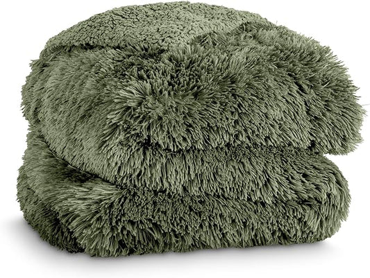 Bare Home Shaggy Faux Fur Sherpa Blanket - Super Soft, Fuzzy, Fluffy - Reversible Cozy Warm Blanket for Couch, Sofa, Chair, Bed - Luxury Home Decor (Throw/Travel, Cypress)